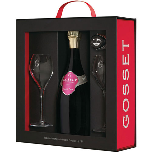 Gosset Grand Rosé in gift pack with glasses 75CL