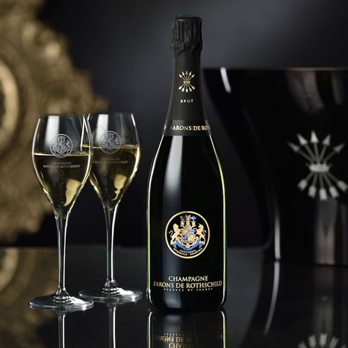 Champagne Barons de Rothschild Brut 75 CL in luxury gift box with glasses