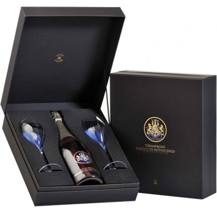Champagne Barons de Rothschild Rosé 75 CL in luxury gift box with glasses