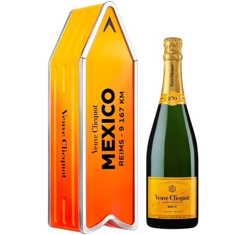 Champagne Veuve Clicquot Arrow Orange with personalized text