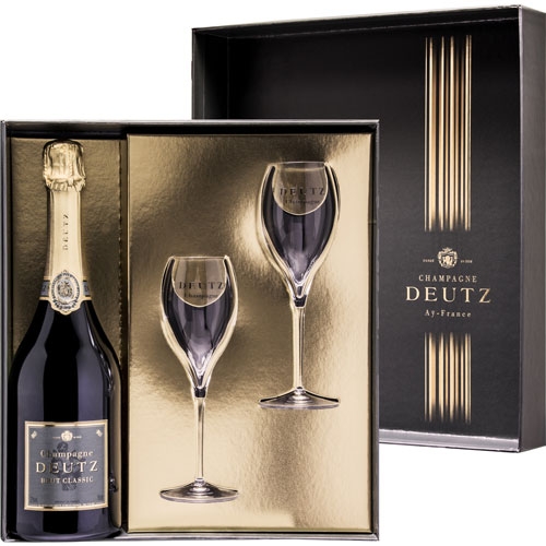 Deutz Brut Classic 75CL in giftbox with glasses