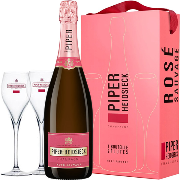 Piper-Heidsieck Rosé Sauvage 75CL in gift box with 2 glasses