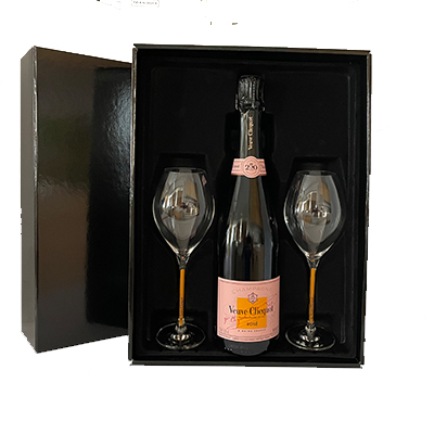 Veuve Clicquot Rosé 75CL in Luxury Gift Box with 2 champagne glasses