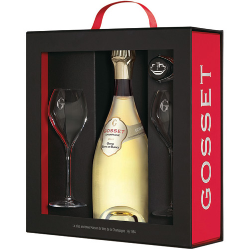 Gosset Blanc de Blancs in gift pack with glasses 75CL