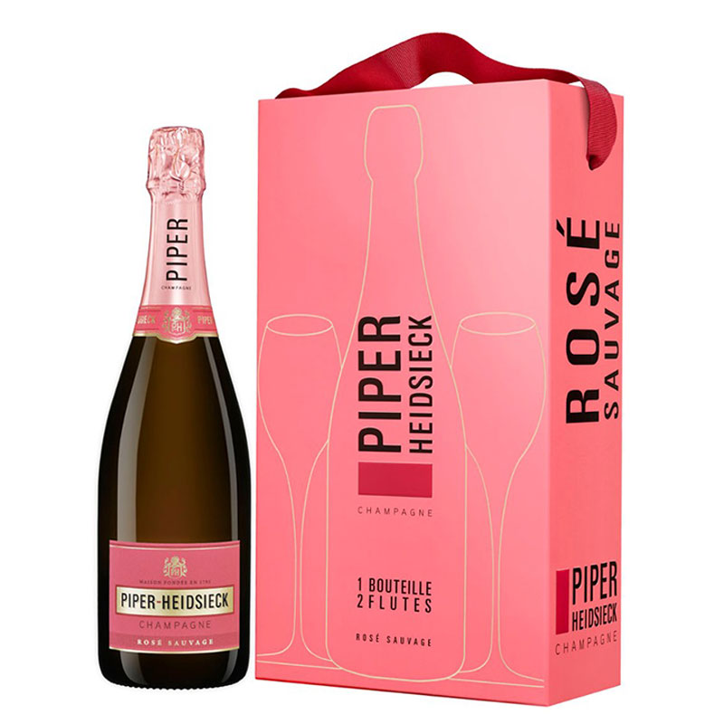 Piper-Heidsieck Rosé Sauvage gift set with flutes