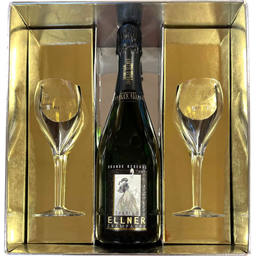 Champagne Charles Ellner Grande Réserve in luxury gift box with glasses