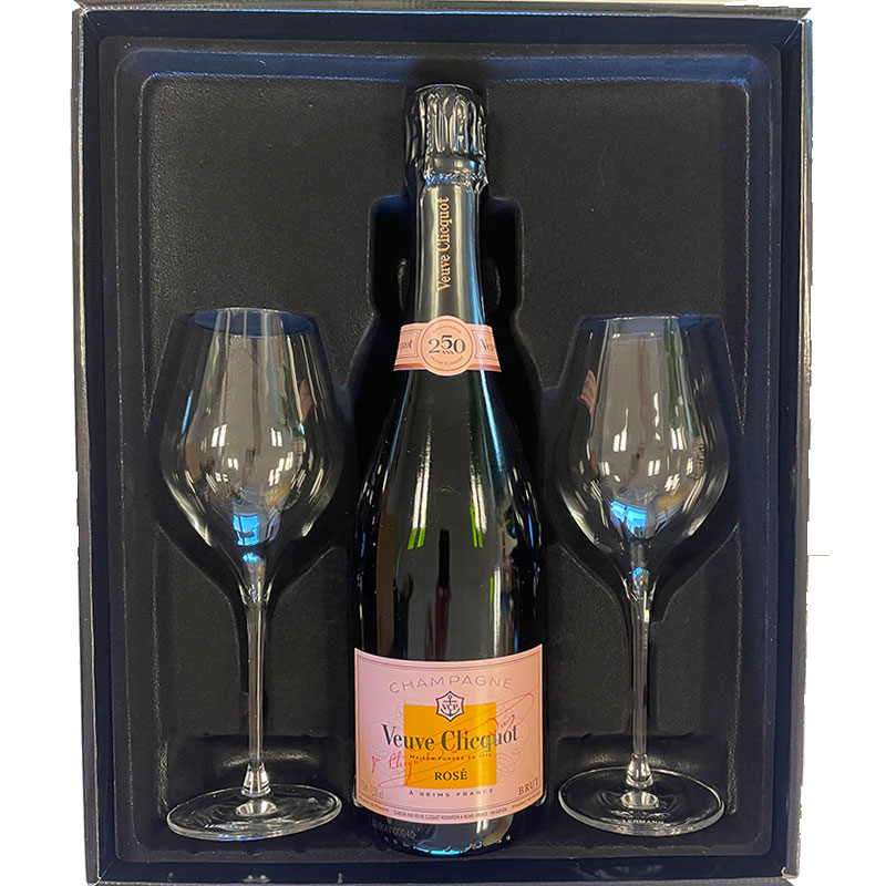 Veuve Clicquot Rosé 75CL in Luxury Gift Box with 2 champagne glasses